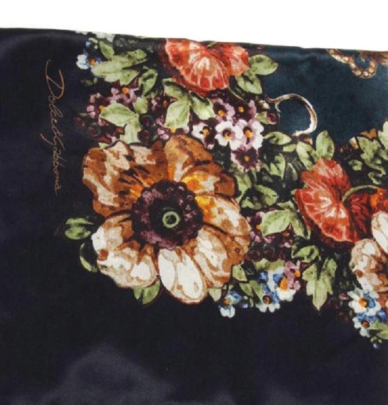 Dolce & Gabbana Silk Printed Scarf In Black