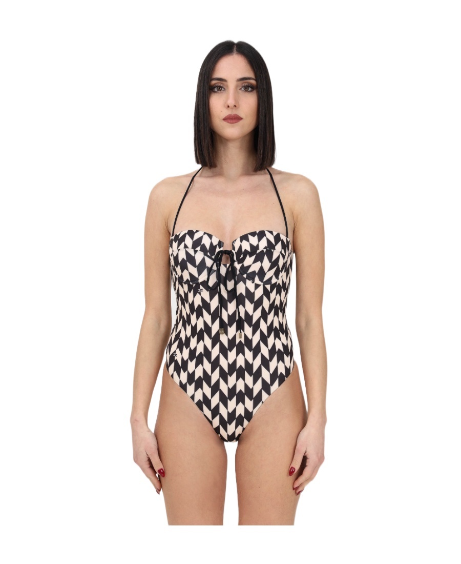 ELISABETTA FRANCHI GEOMETRIC-PRINT SWIMSUIT