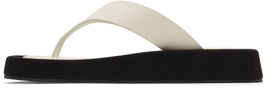 The Row Ginza Two-tone Leather And Suede Platform Flip Flops In Black