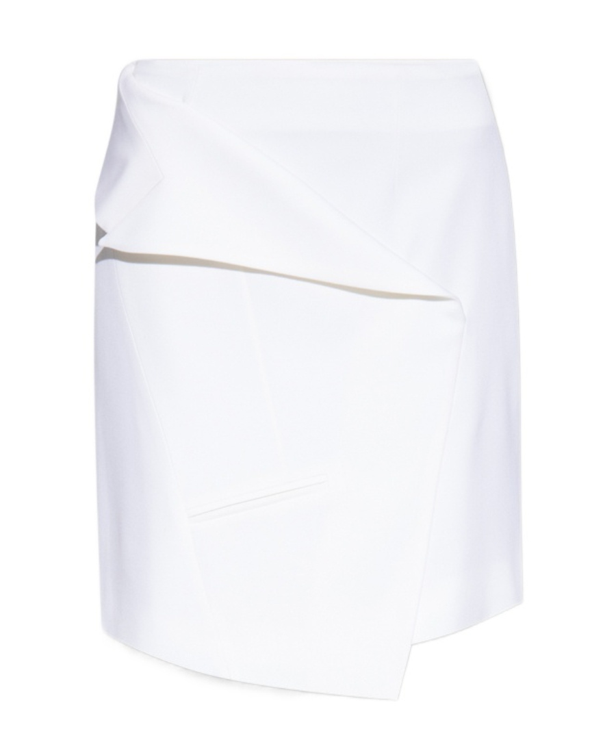 Alexander Mcqueen Wrap Skirt With Lateral Zip Closure In White