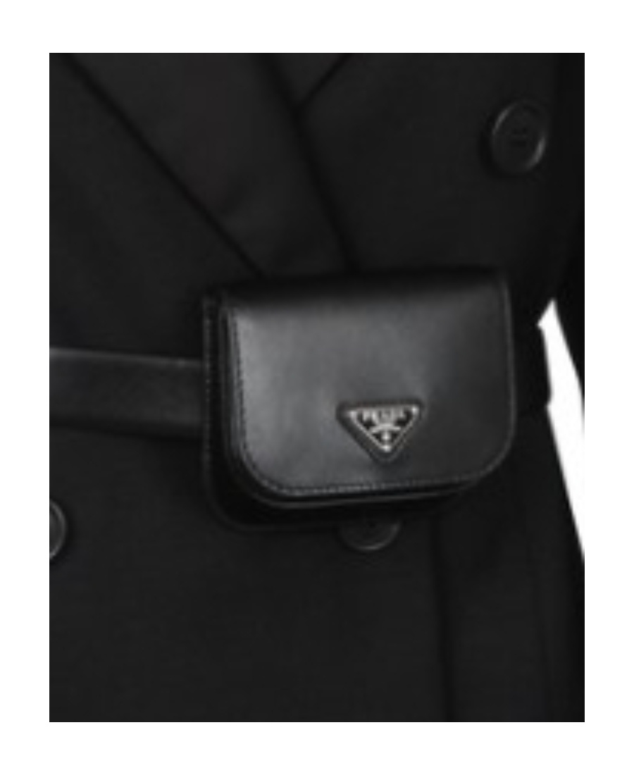 Prada Re-nylon Logo Pouch Blazer Mini Dress In Black
