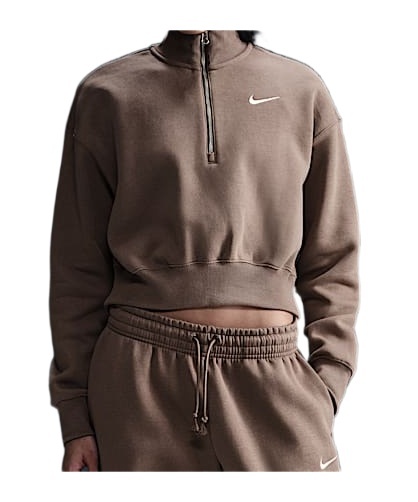 Nike Phoenix Cropped Half-zipped Sweatshirt In Black