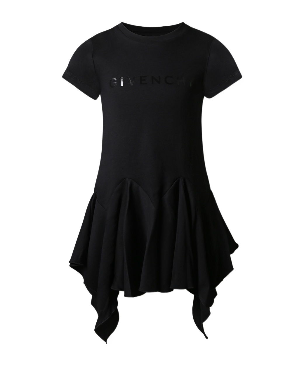 Givenchy Girl's Logo-print Flounce Dress In Black