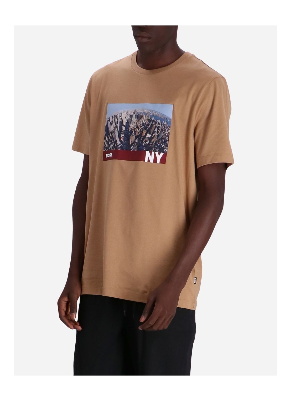 Hugo Boss Graphic-print Cotton T-shirt In Nude