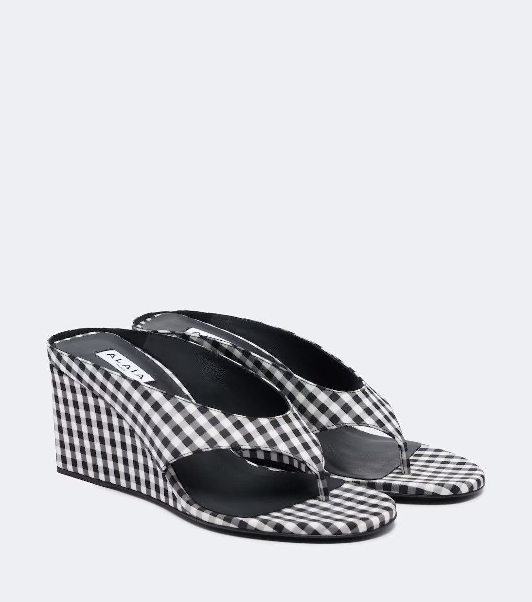 Alaïa Cube Checkered Wedge Sandals In Multi