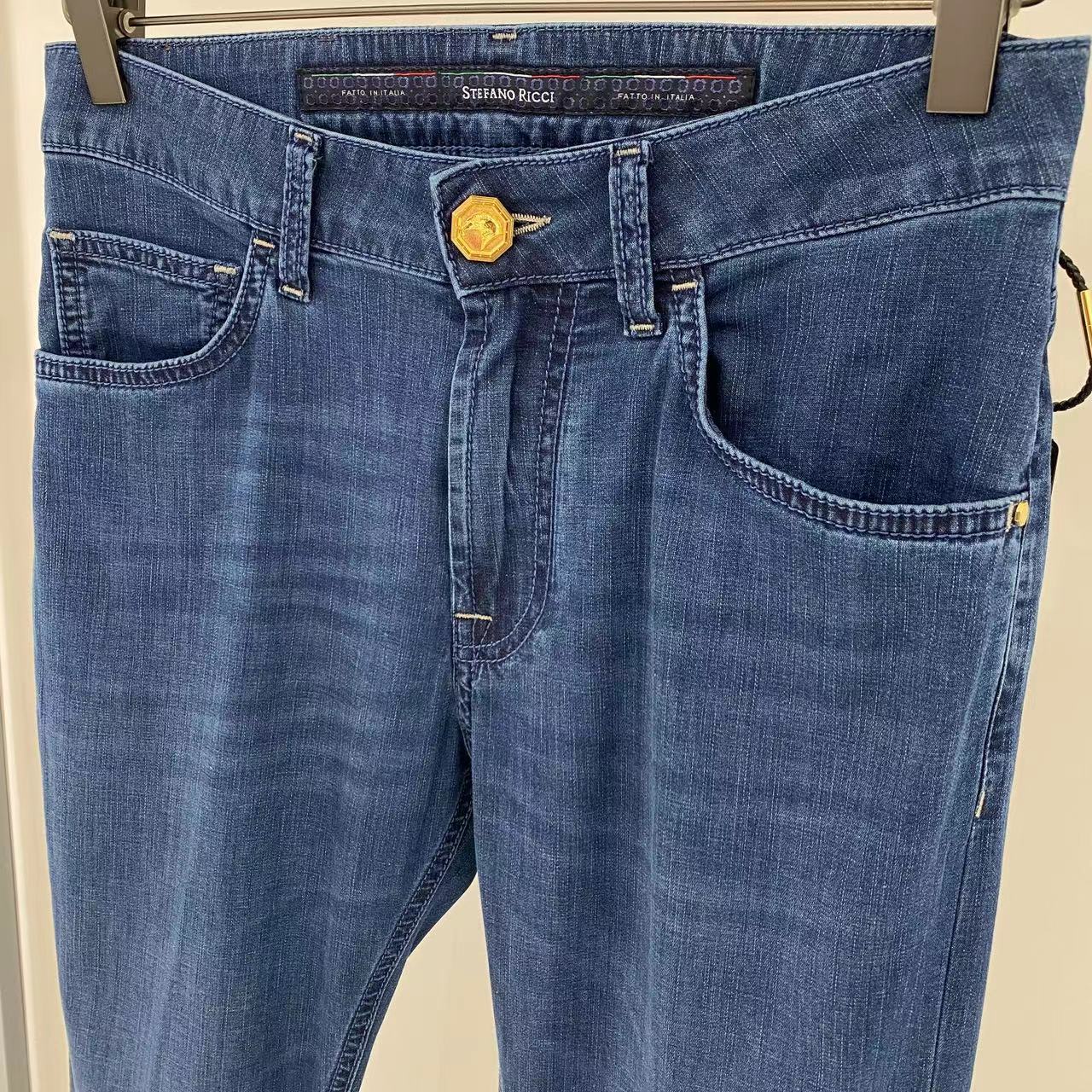 Stefano Ricci Logo Logo Denim Trousers In Blue