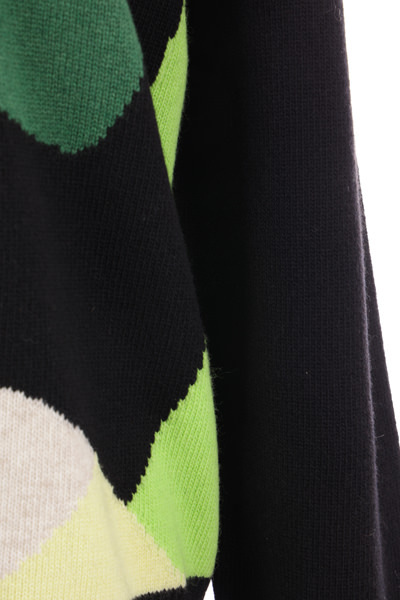 Plan C Argyle Pattern Knit Cardigan With V Neck In Black