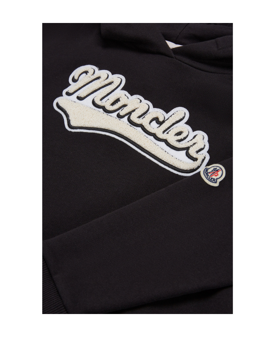 Moncler Kids Applique-logo Hoodie In Black