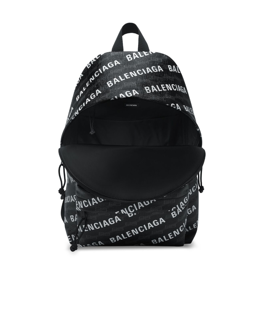 Balenciaga Signature Logo-print Backpack In Black