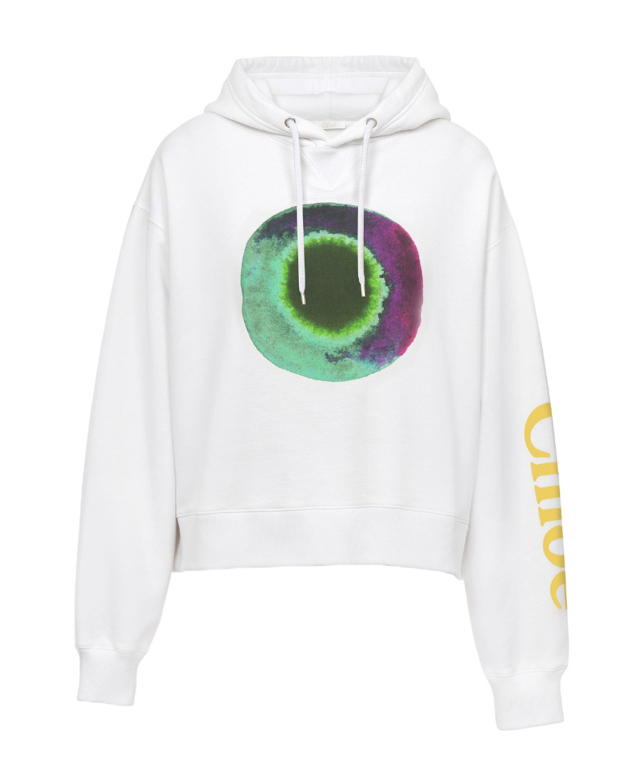 Chloé Printed Hooded Sweater In White