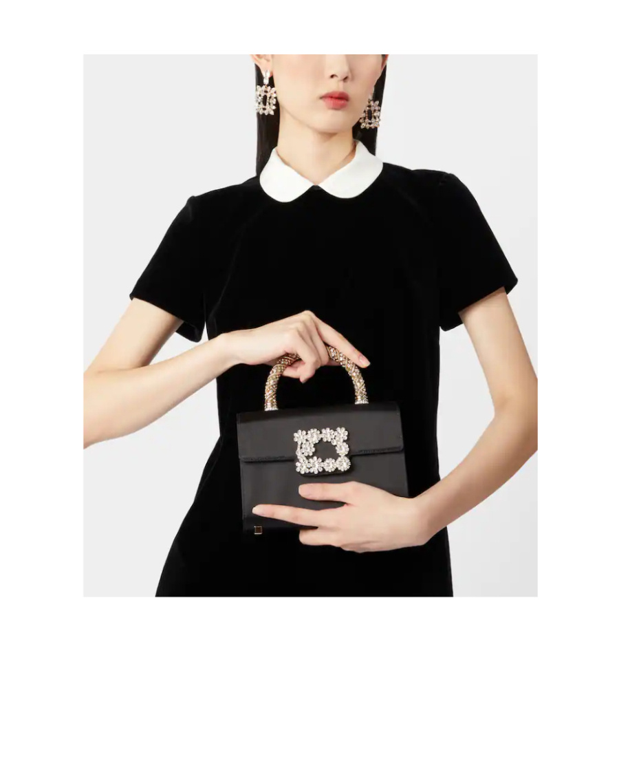 Roger Vivier Crystal Flower Crossbody Bag In Black