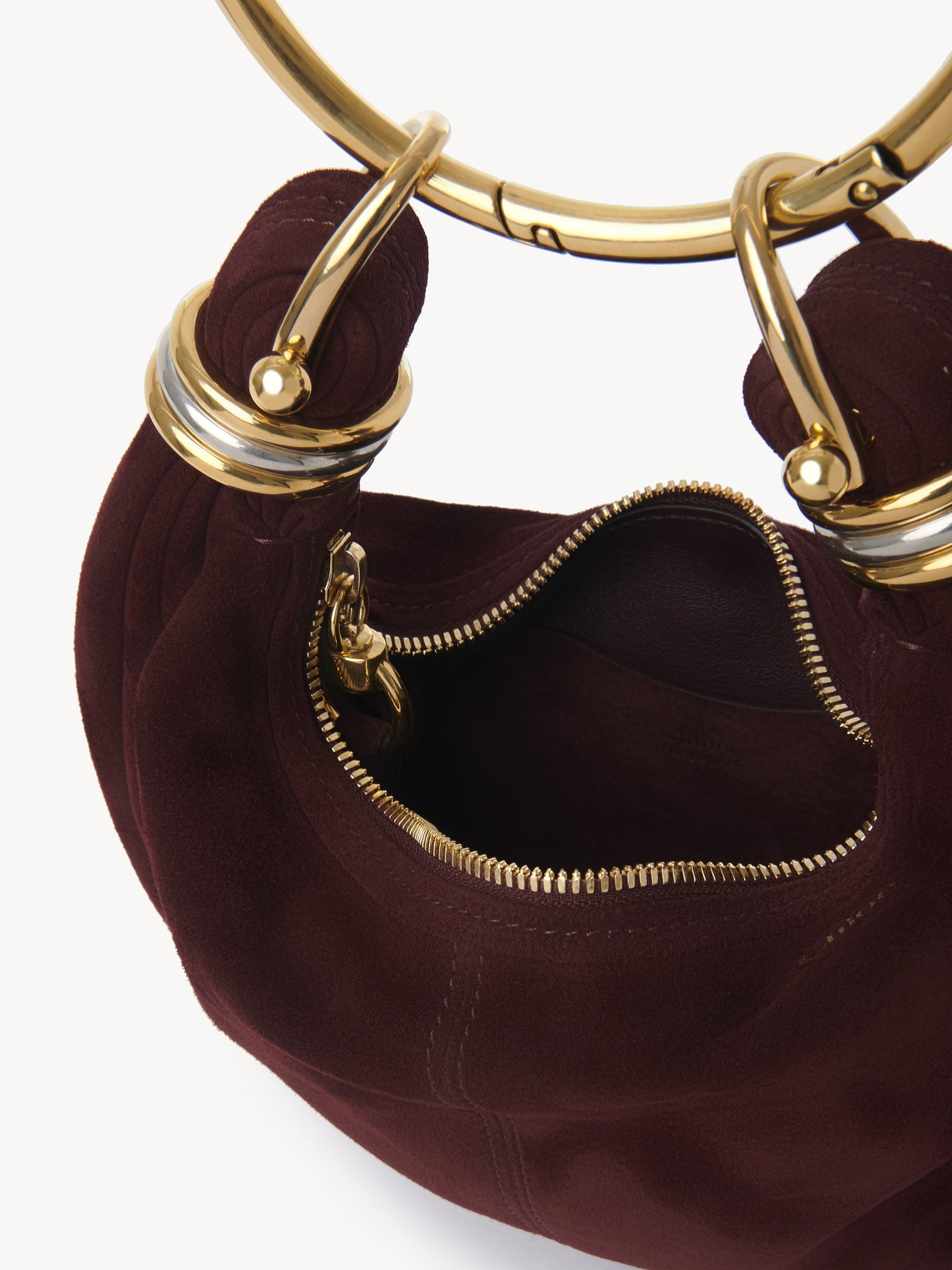 Chloé Mini Bracelet Hobo Bag In Suede Leather In Brown