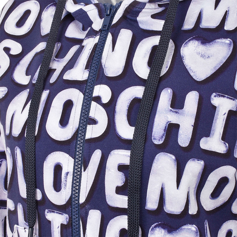 Moschino Pattern Printed Casual Jacket In Blue