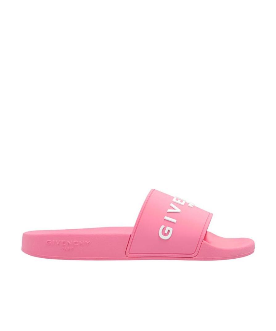 Givenchy Slide Flat Sandals In Rubber In Pink