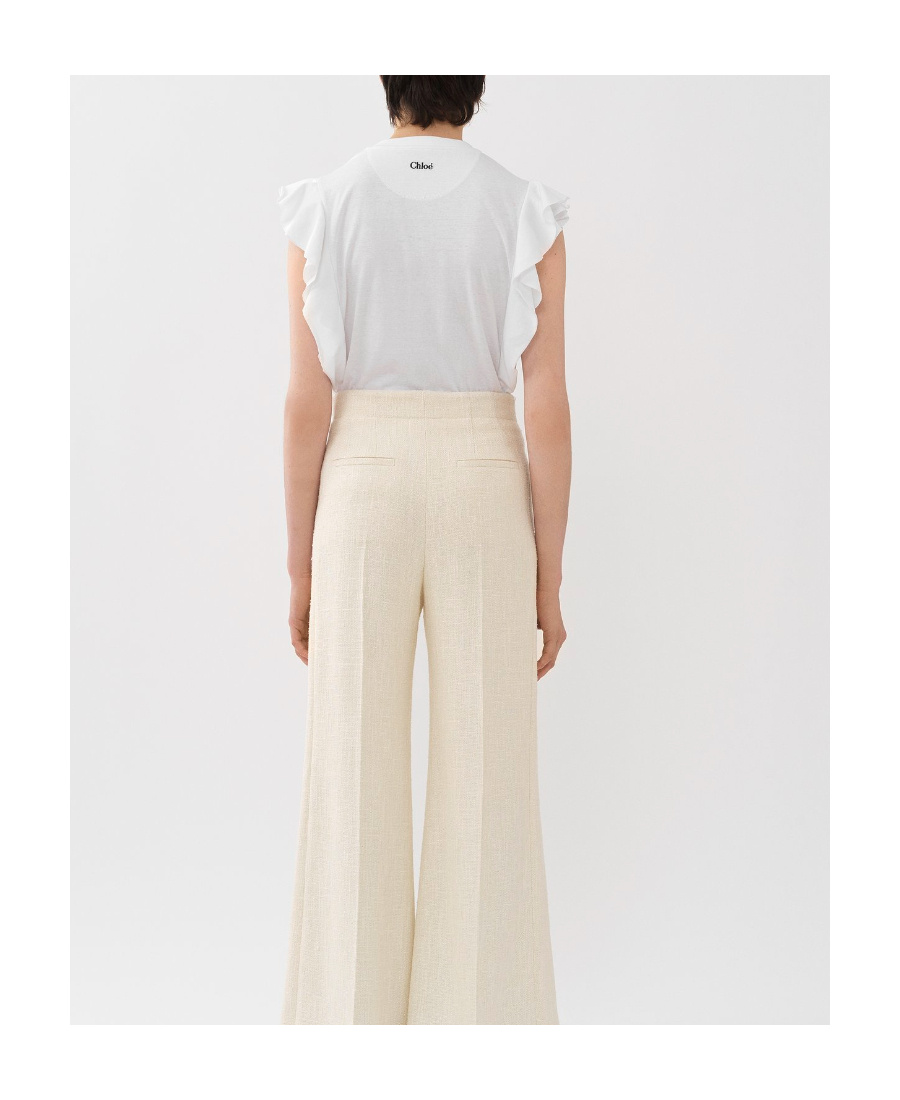 Shop Chloé Gathered-detail Sleeveless Top In White