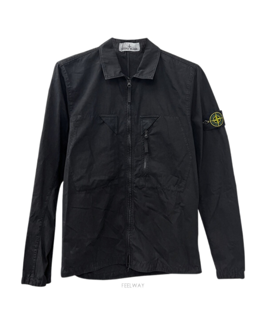 Stone Island Logo-patch Shirt Jacket In Black