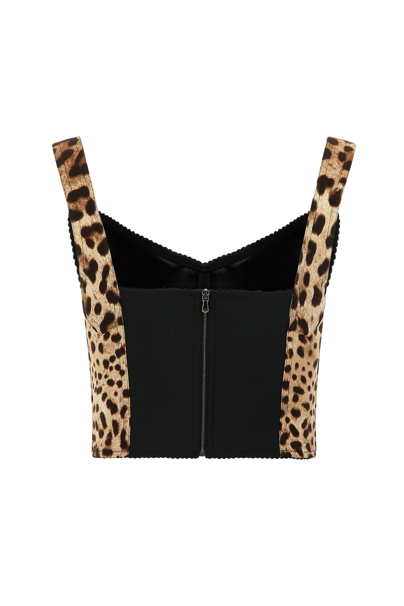 Dolce & Gabbana Leopard-print Charmeuse Bustier Top In Black