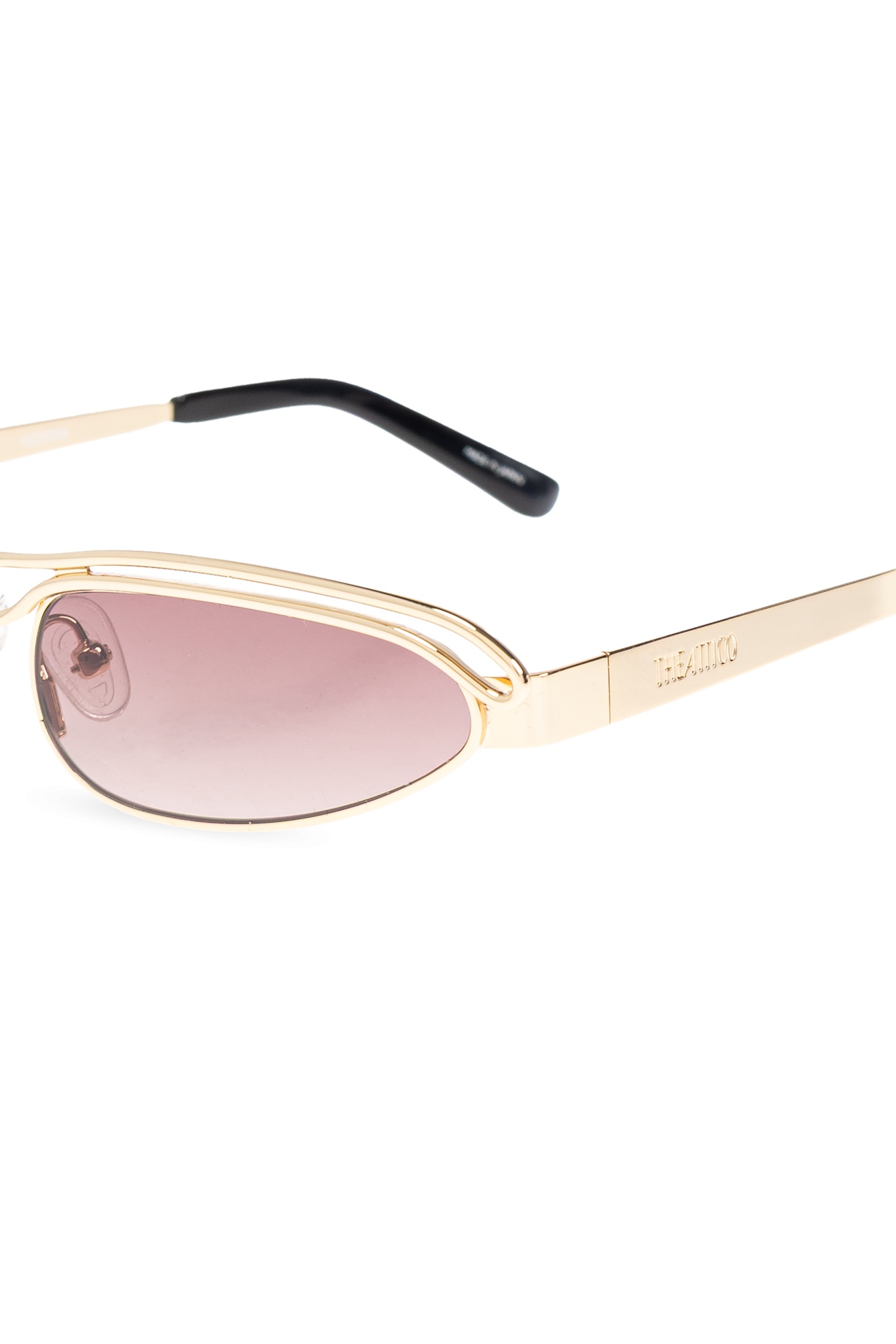 Attico Curved Tips Gold-tone Slim Frame Sunglasses In Pink