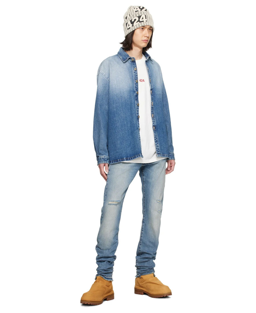 424 Gradient-effect Denim Shirt In Blue