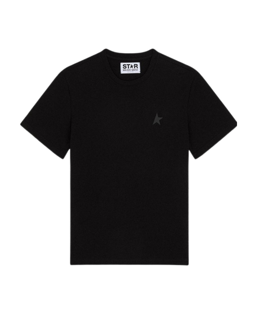 Golden Goose Cotton T-shirt With Iconic Frontal Star In Black