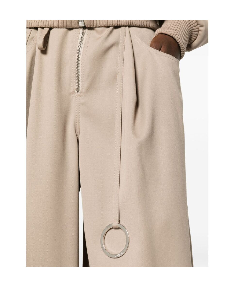 Shop Attico The Wide-leg Pleated Trousers In Nude