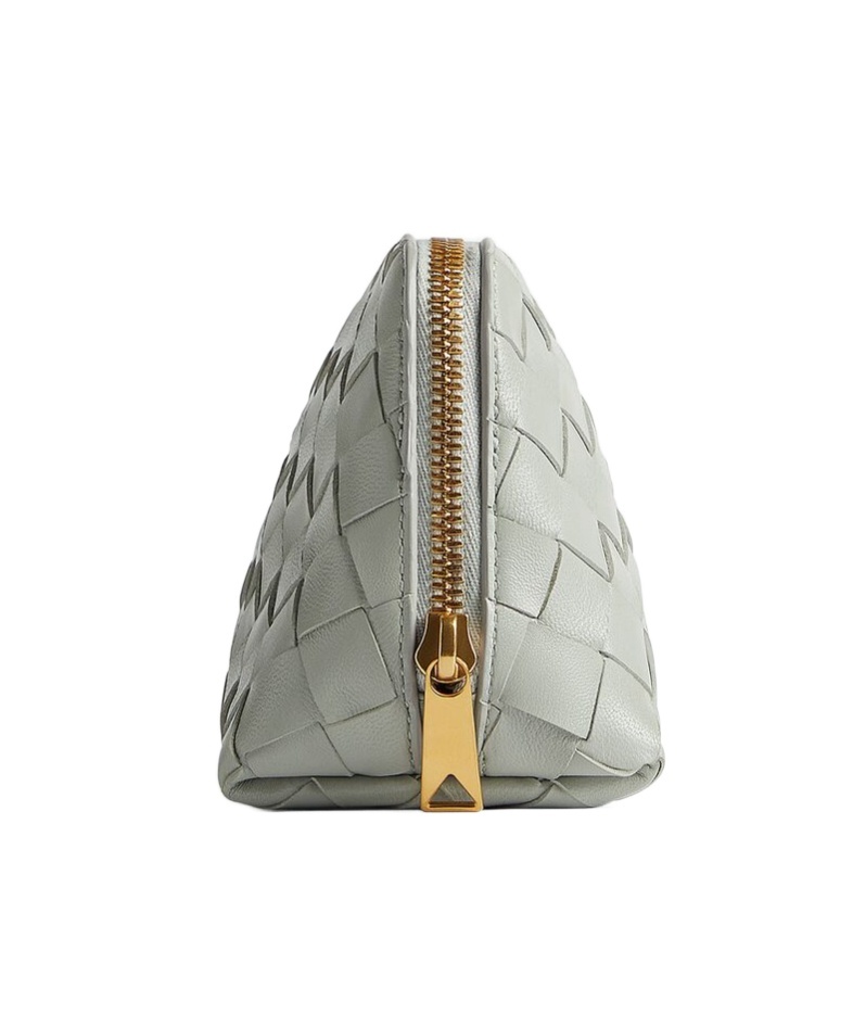 Bottega Veneta Intreciato Knitting Makeup Bag In Gray
