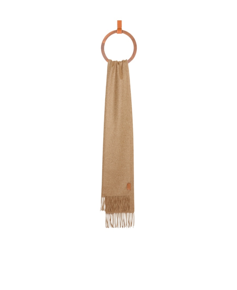 Loewe Cashmere Fringed Scarf In Yellow