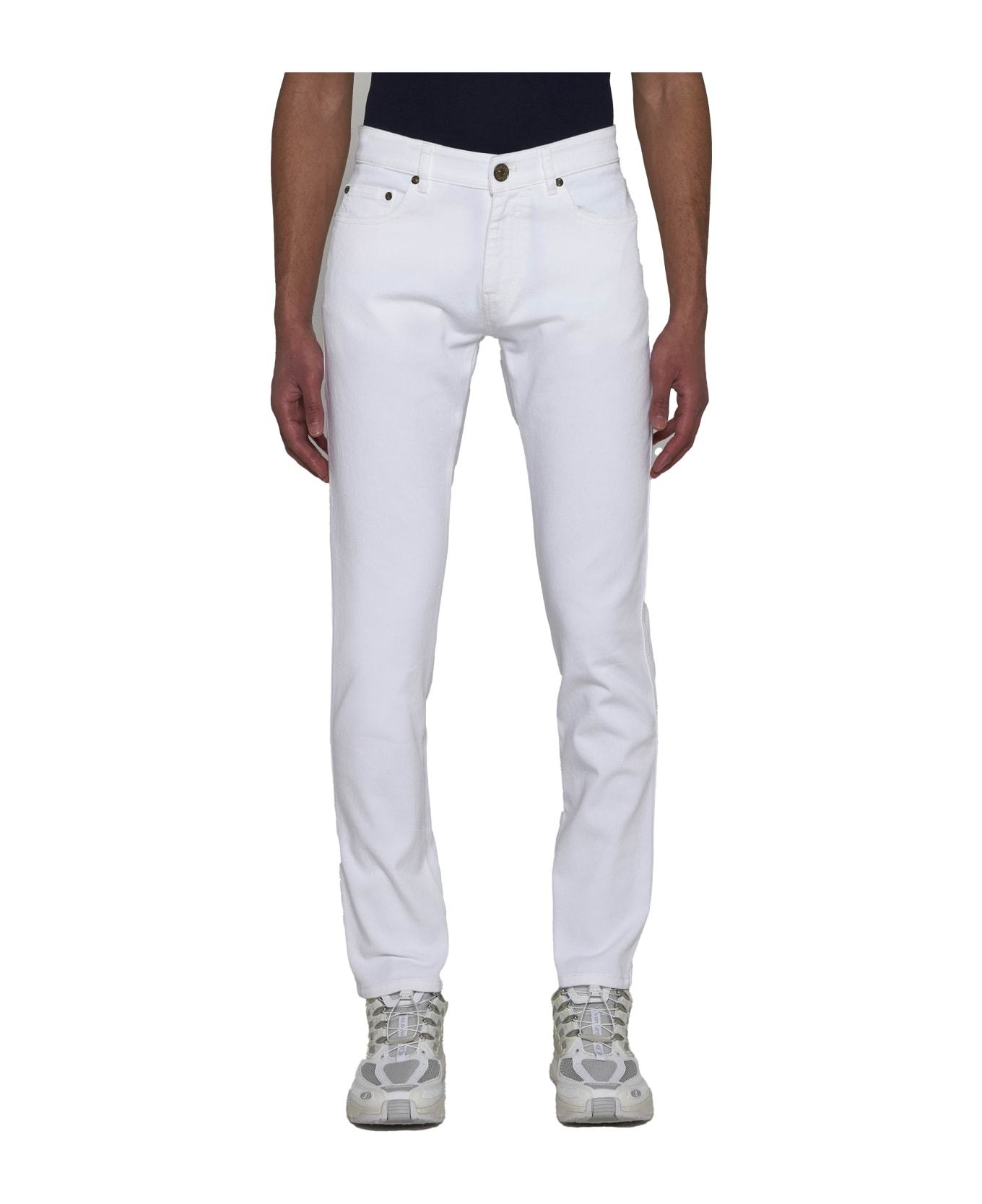 Pt01 Pt Torino Logo Patch Slim-fit Jeans In White