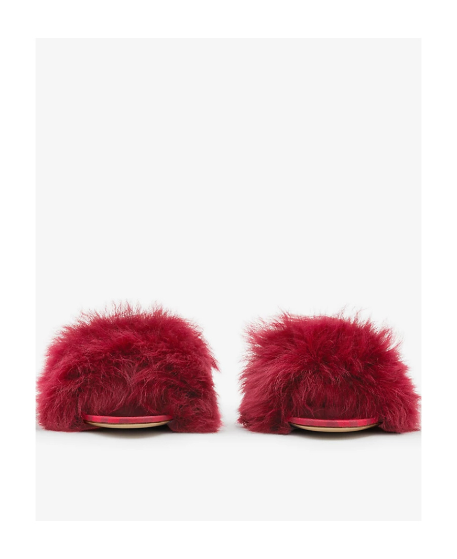 Burberry Minnie 65mm Heel Open-toe Shearling Sandals In Red