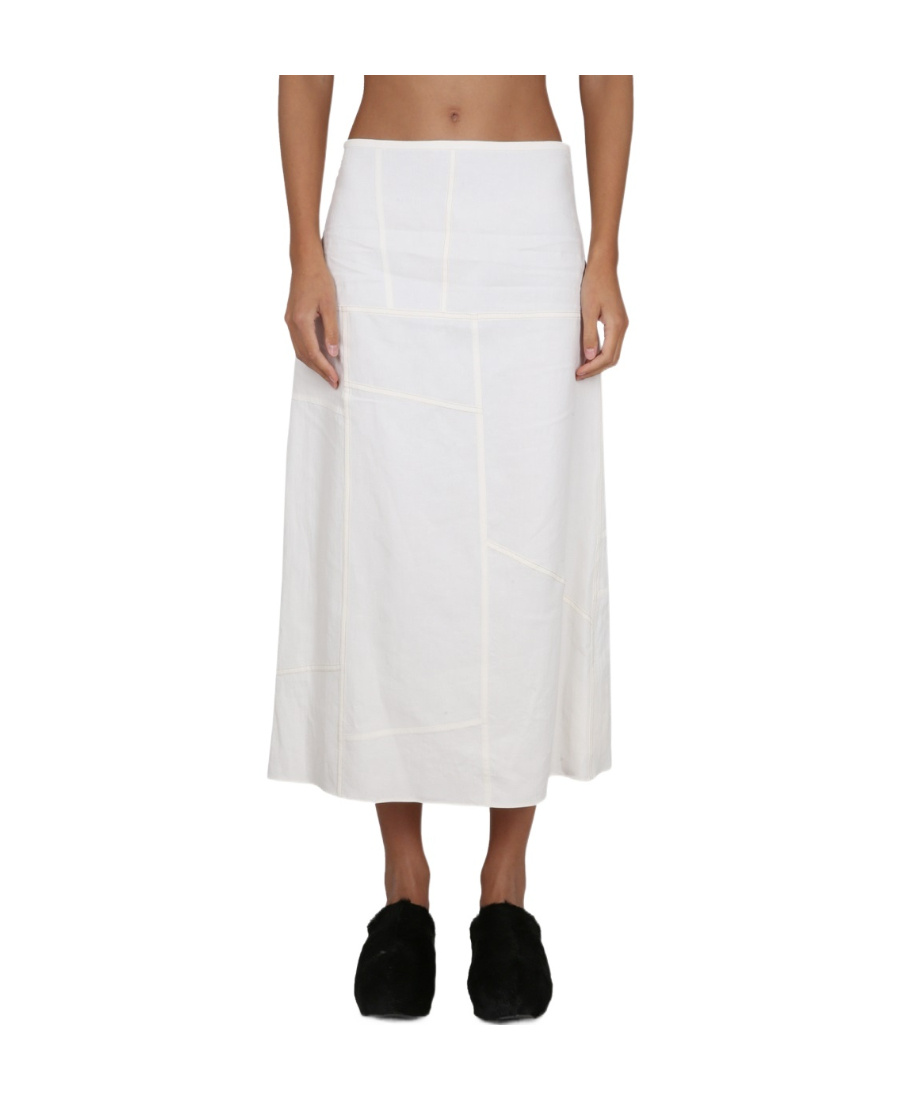 Jil Sander Flared Panelled Midi Skirt In White