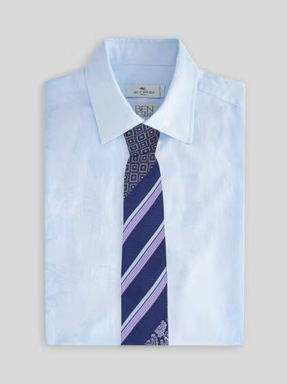 Etro Patchwork Pointed Tip Tie In Blue