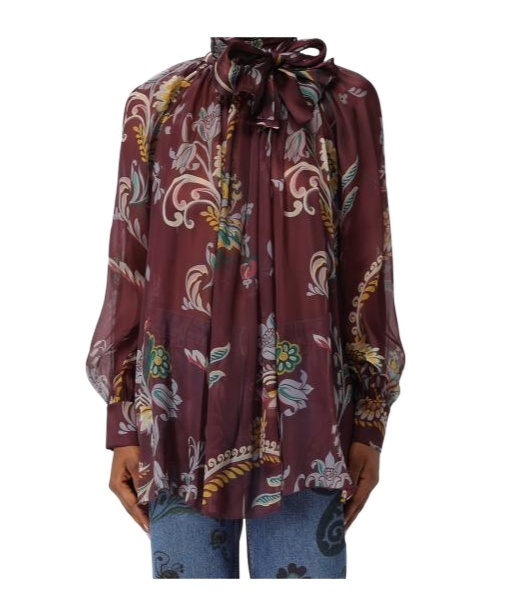 Etro Long-sleeved Blouse In Burgundy