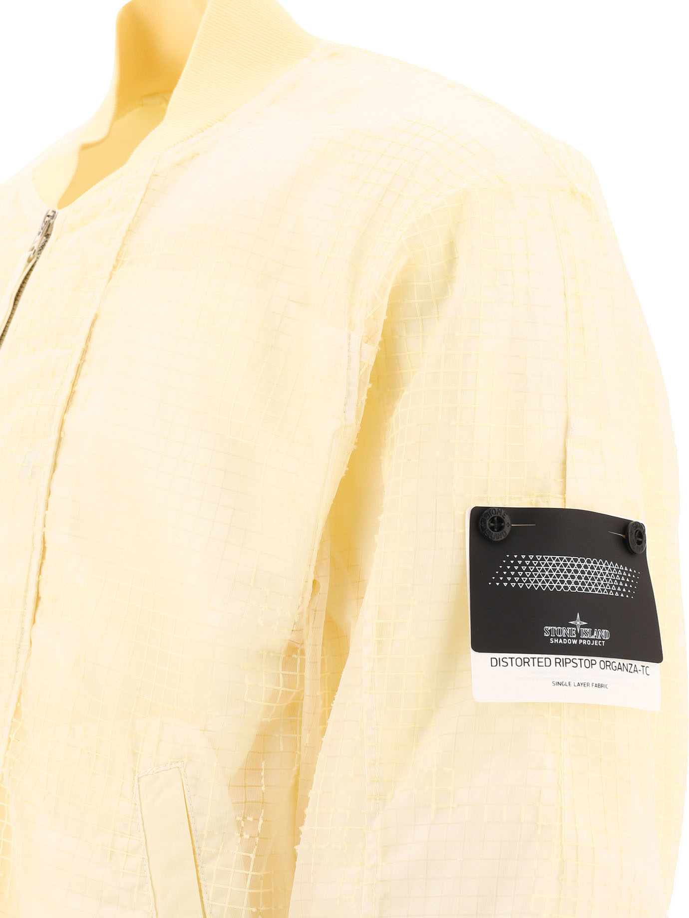 Stone Island Mesh-panel Bomber Jacket In Yellow