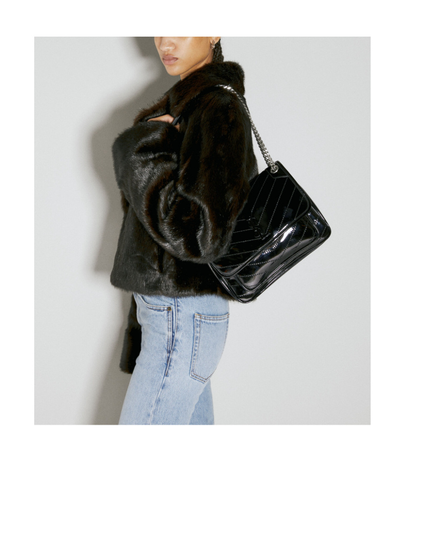 Saint Laurent Niki Foldover Top Shoulder Bag In Black
