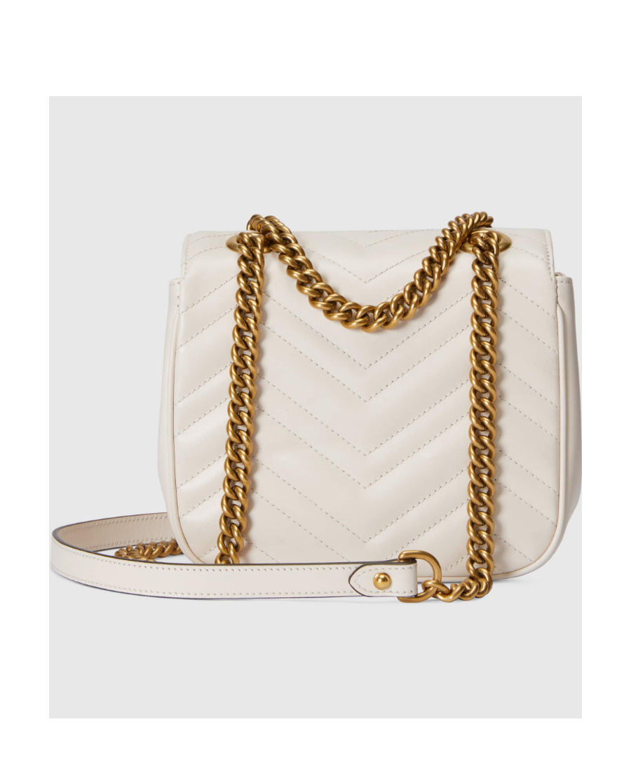 Gucci Mini Gg Marmont Matelassé Shoulder Bag In White