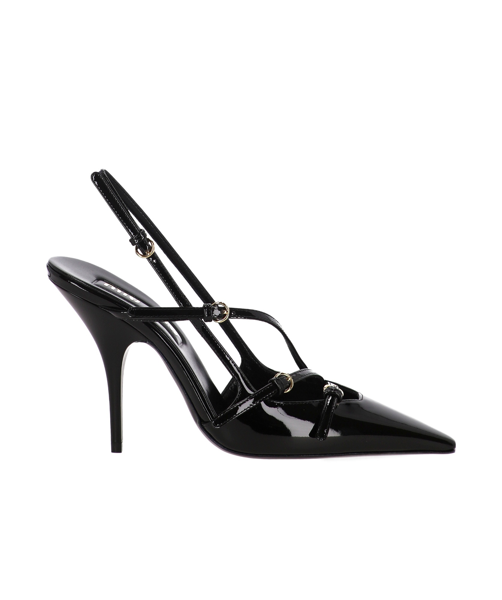 Miu Miu Buckle Heel Sandals In Black