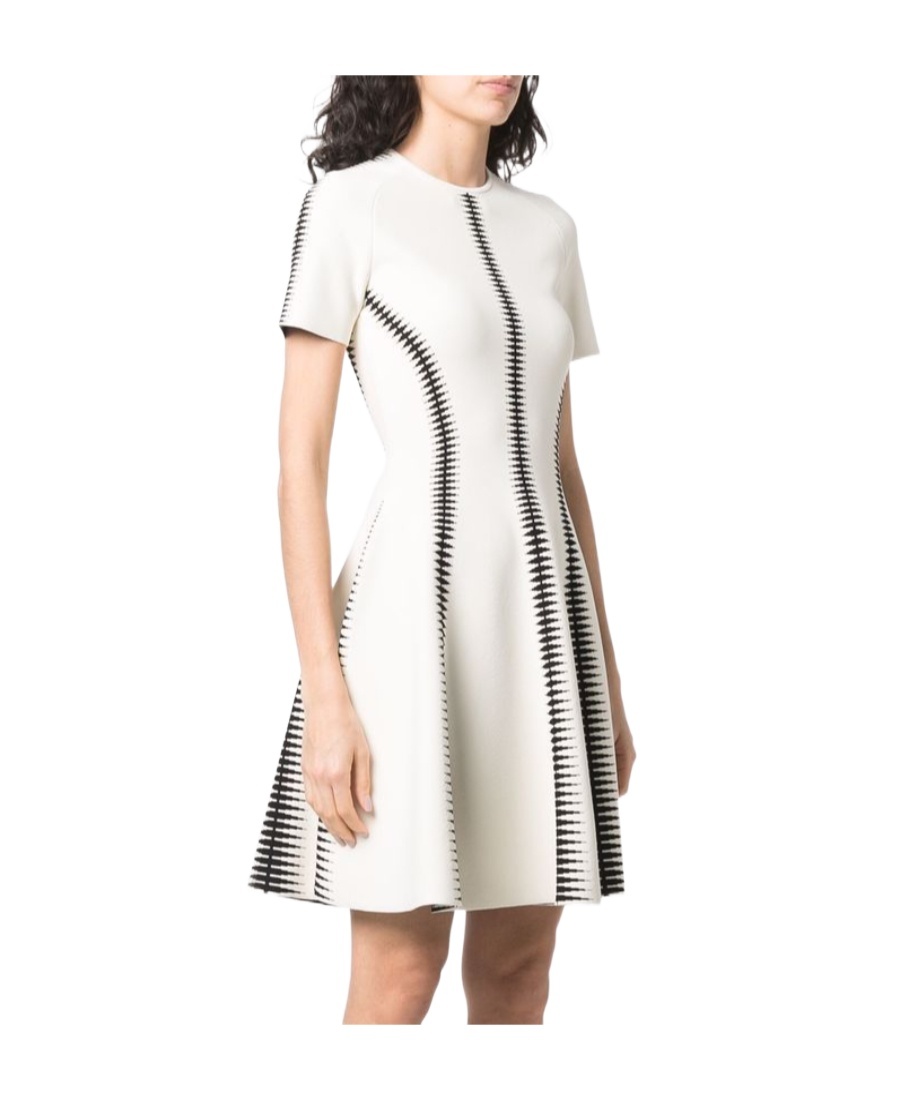 Alexander Mcqueen Spine Jacquard-pattern Mini Dress In White
