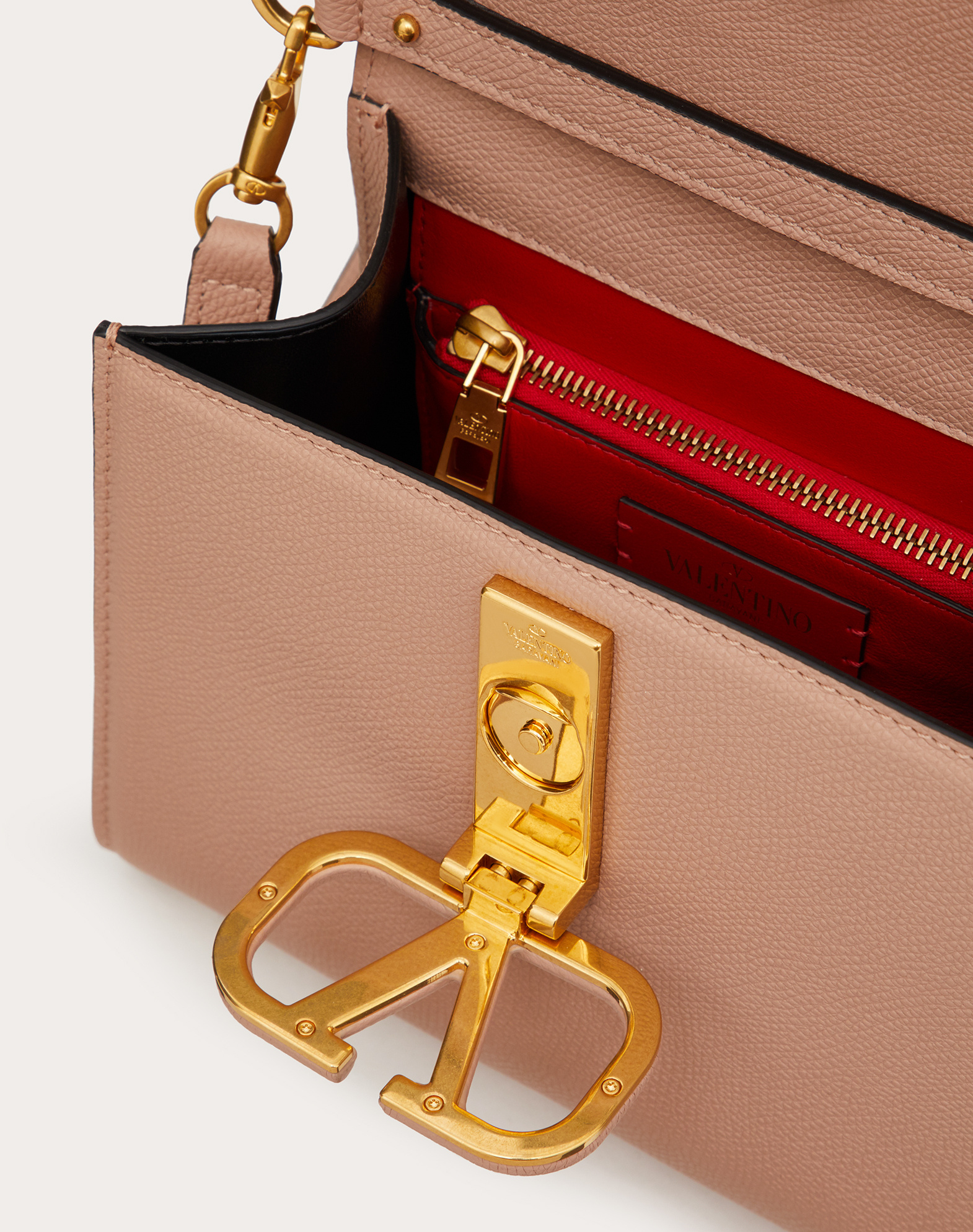 Valentino Small Calf Leather Vsling Top-handle Bag In Pink