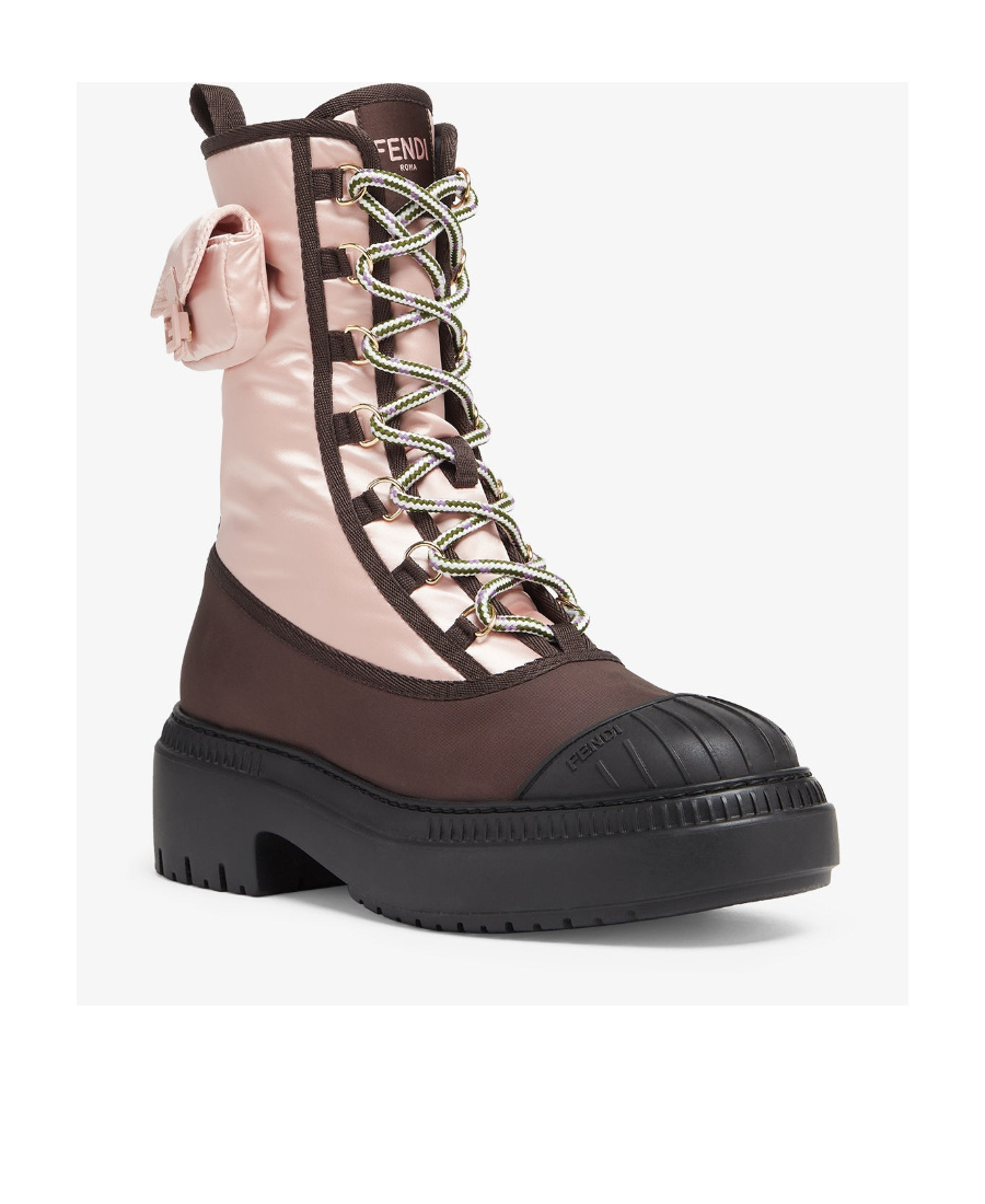 Fendi Nylon Biker Boots W/ Baguette Pocket In Multicolor