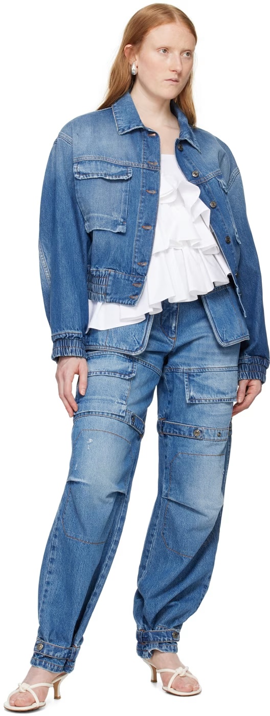 Msgm Indigo Oversized Denim Jacket In Blue