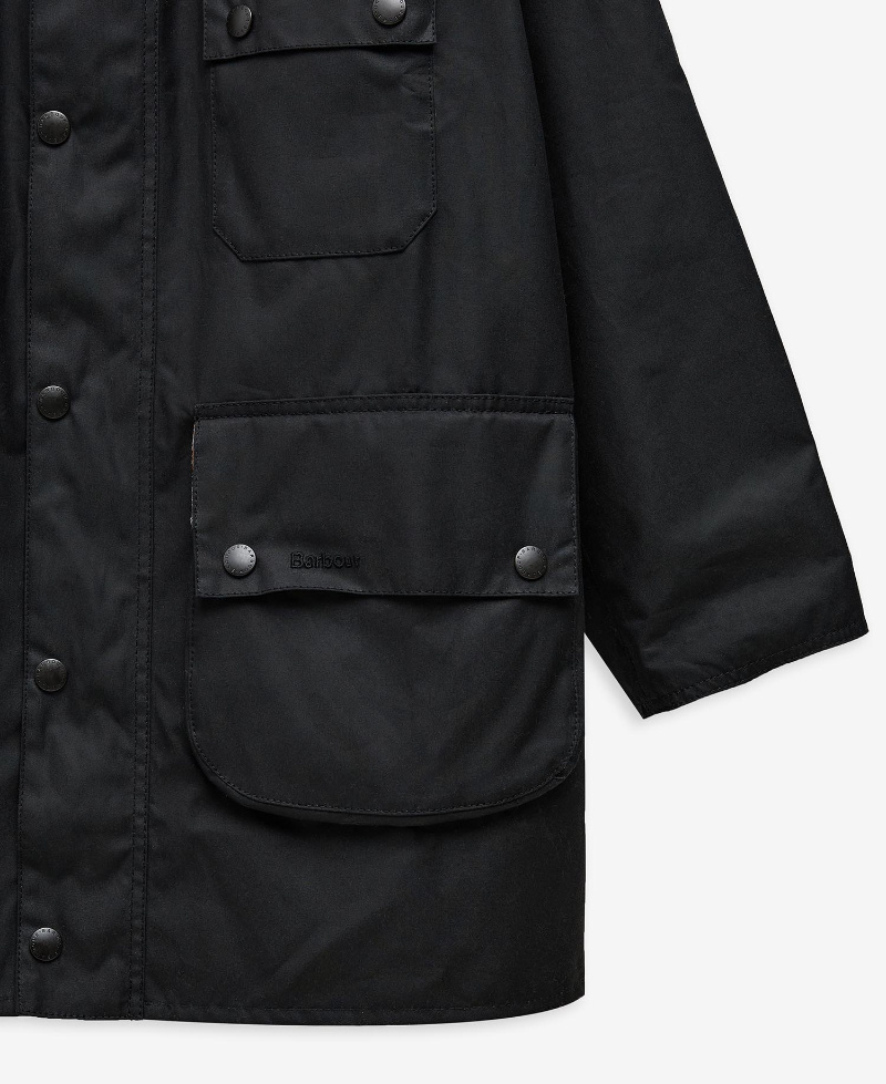 Barbour Oversized Solway Waxed Jacket In Black