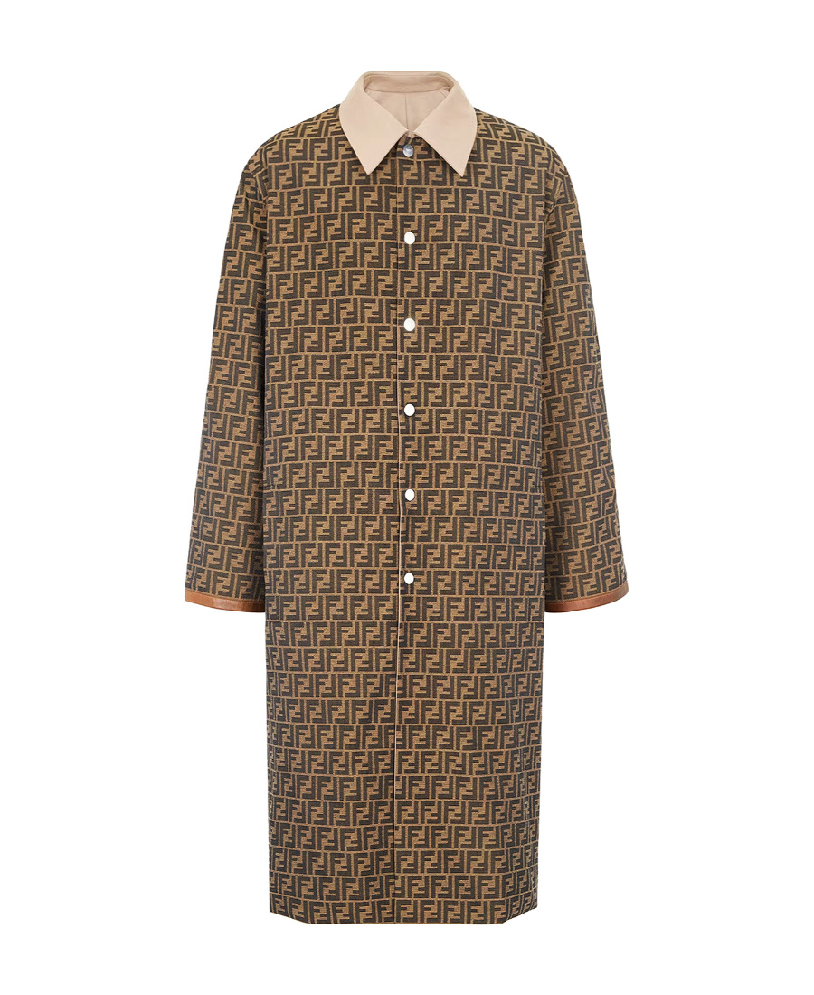 Fendi Logo Monogram Reversible Trench Coat In Nude