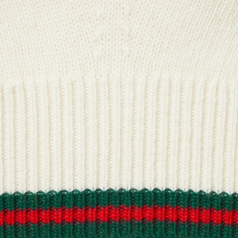 Gucci Wool And Cashmere Sweater With Web In White