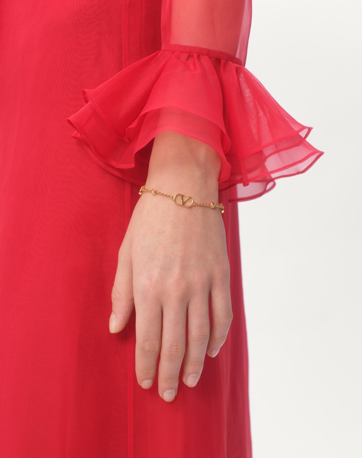 Valentino Garavani Vlogo Signature Metal Bracelet Woman Gold M In Yellow
