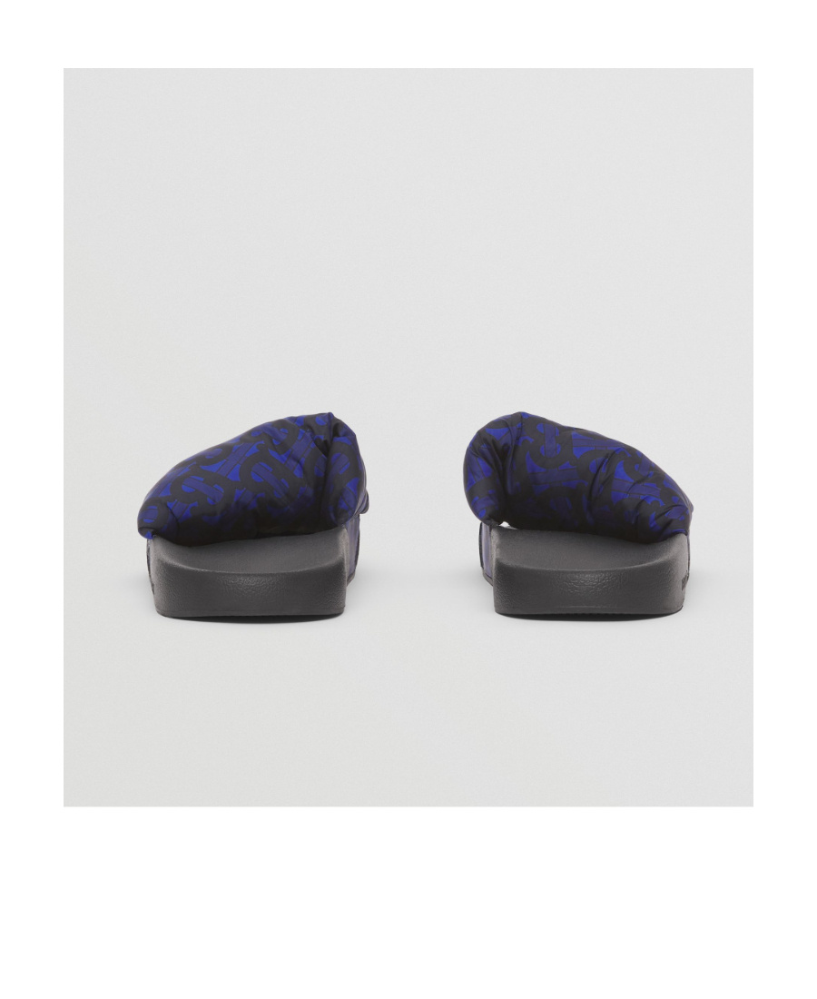 Burberry Tb Monogram-print Slides In Blue