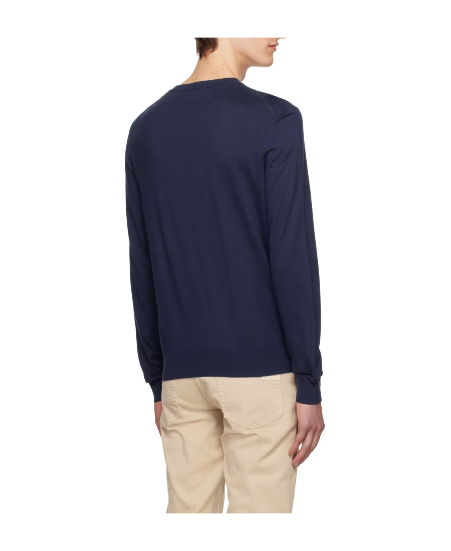 Zegna Fine-knit Cotton Jumper In Blue