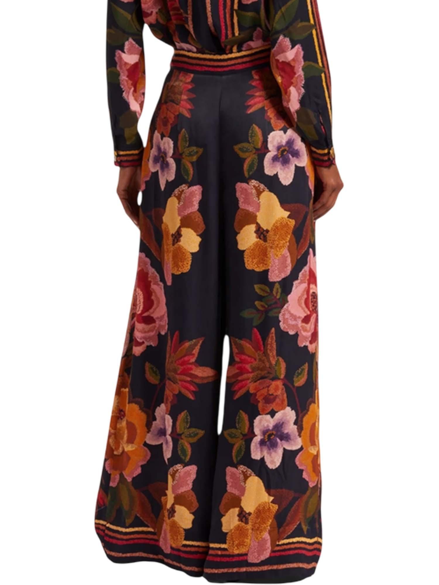 Farm Rio Wrap-effect Pleated Floral-print Twill Wide-leg Pants In Multi