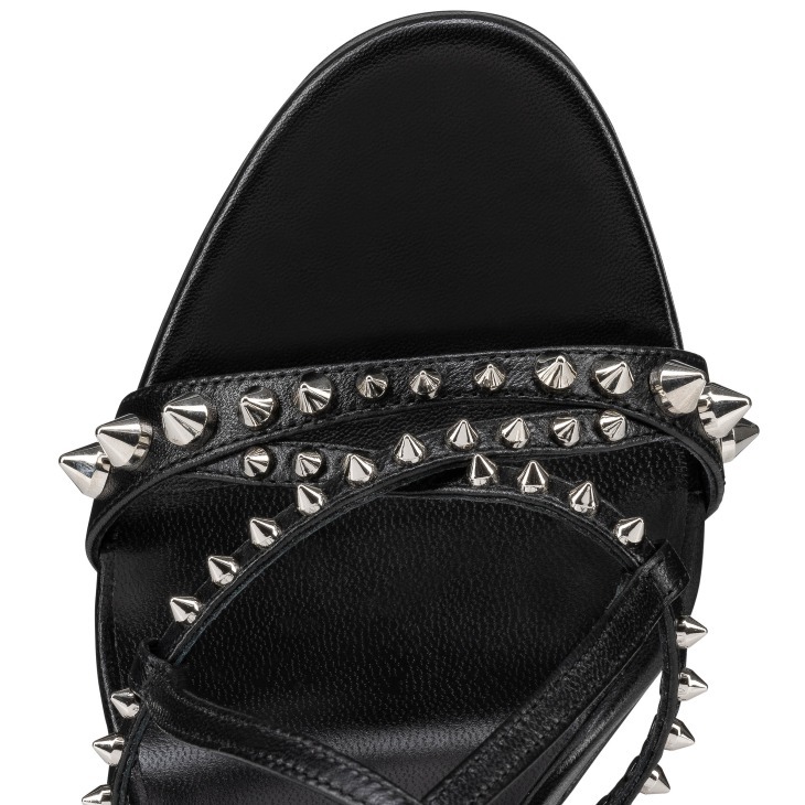 Christian Louboutin Tatooshka Spikes Red Sole Ankle-strap Sandals In Black