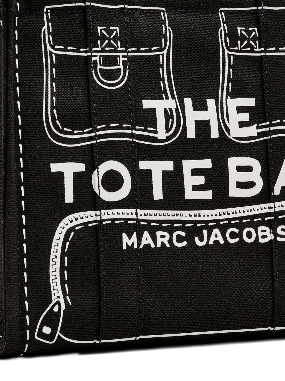 Marc Jacobs The Trompe Loeil Cargo Canvas Medium Tote Bag In Black