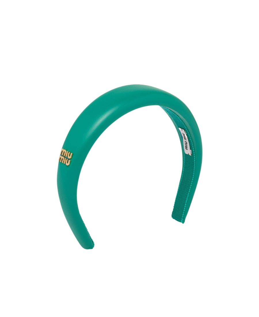 Miu Miu Logo-lettering Headband In Green